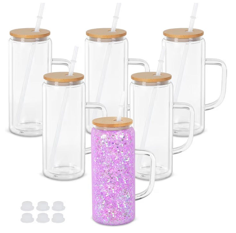 20 ounce glass snow globes with bamboo lid